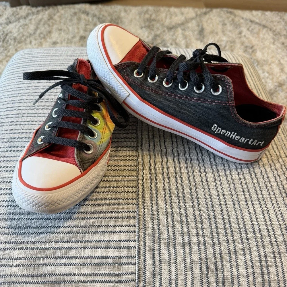 Custom Converse Chuck Taylor All Star OpenHeartArt Low Top Sneakers Men's 7.5